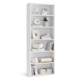 Songmics Home - CUSTOS Collection - Bookshelf, 6-Tier Bookcase, Book Shelf, Open Storage Shelf,for Living Room, Home Office - Cloud White
