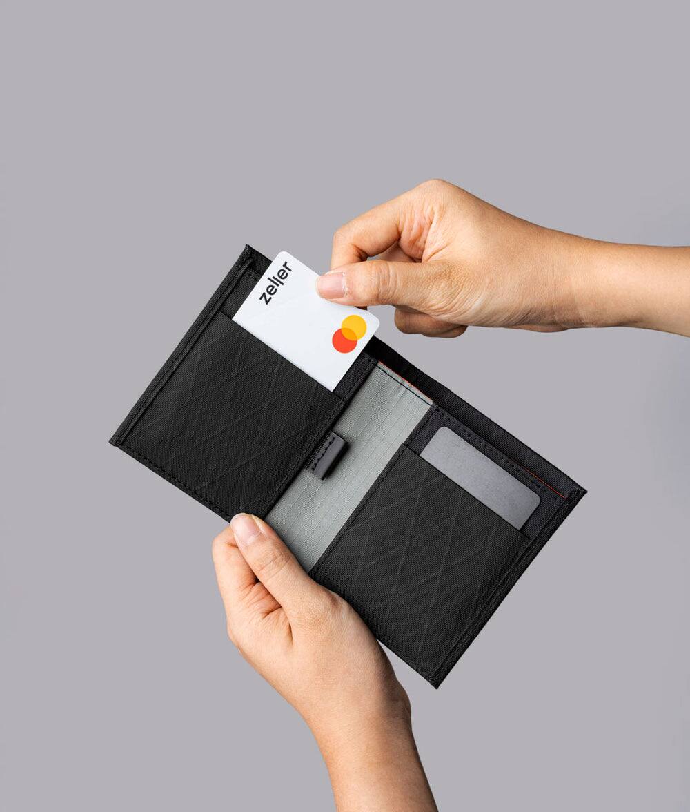 Angle. ALPAKA - Ark Bifold Cash Wallet - Wallet for Men,Slim Design with RFID Protection - Black X-Pac X42.
