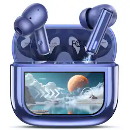 Trigiz - Wireless Earbuds with Touch Screen, ANC ENC & Transparency Mode, 50H Stereo Deep Bass, IPX7 Waterproof, Clear Calls - Dark Blue