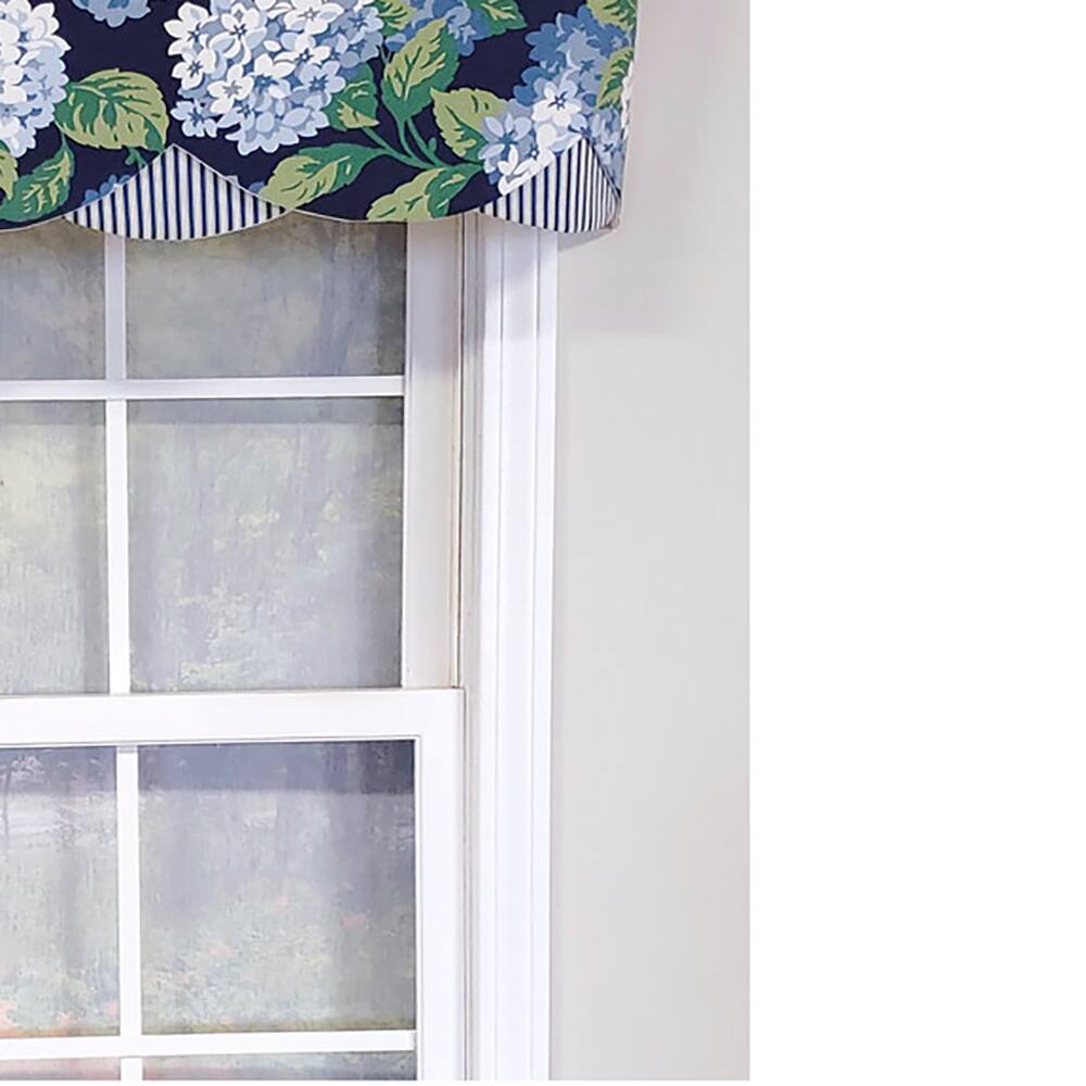 Left. RLF Home - RLF Home Luxurious Modern Design Classic Summer Wind Petticoat Style Window Valance 50" x 15" Navy - Navy.