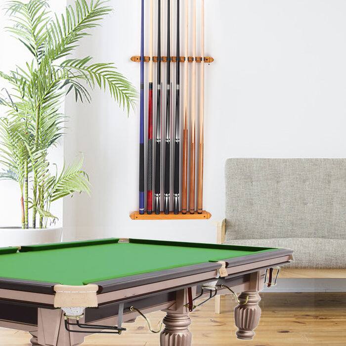 Alt View 3. GSE Games & Sports Expert - 2-Piece Wood 8 Billiard Pool Cue Rack Wall Mounted Holders, Pool Cue Sticks Wall Rack Set - Oak - Oak.