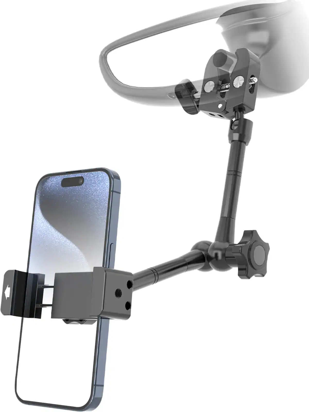 Front. HM 1810 - Car Phone Holder Magic Arm Rear View Mirror Rotatable Cellphone Mount For Rearview Compatible With 4 7 - Default.