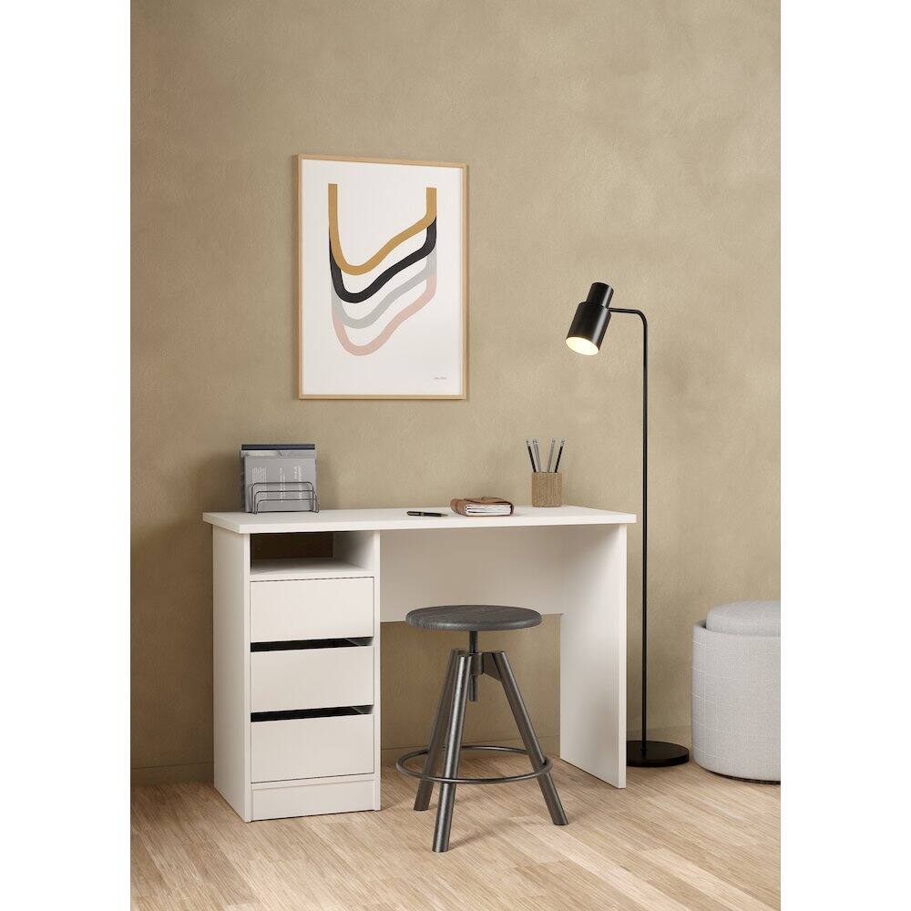 Alt View 2. Tvilum - Wes Home Office Writing Desk with 3 Drawers and Open Shelf - White.