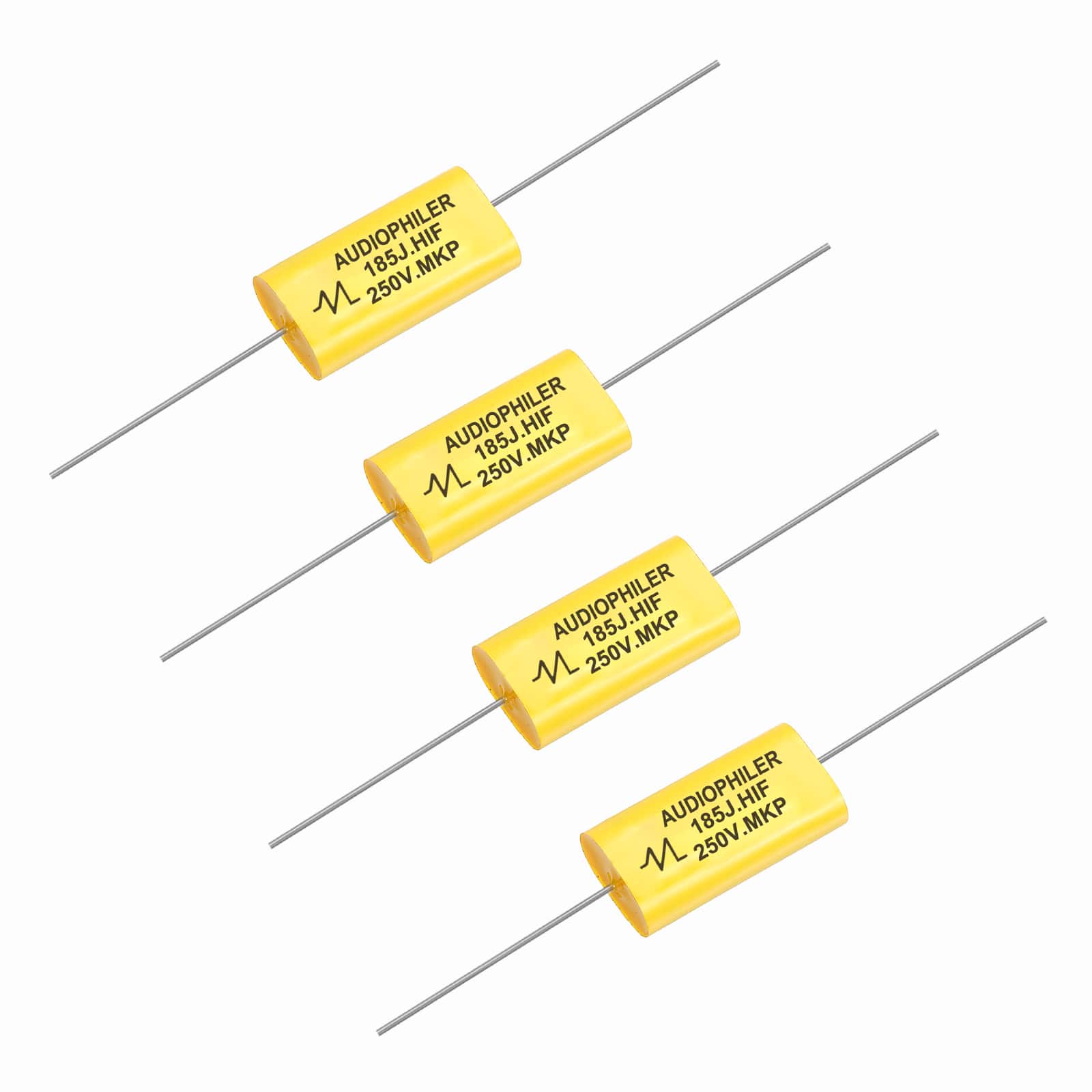 Unique Bargains - 4pcs 1.8uF High-Frequency Divider Capacitor, 259V Audio Speaker Crossover Non-Polarity Polypropylene MKP Film Capacitors - Yellow