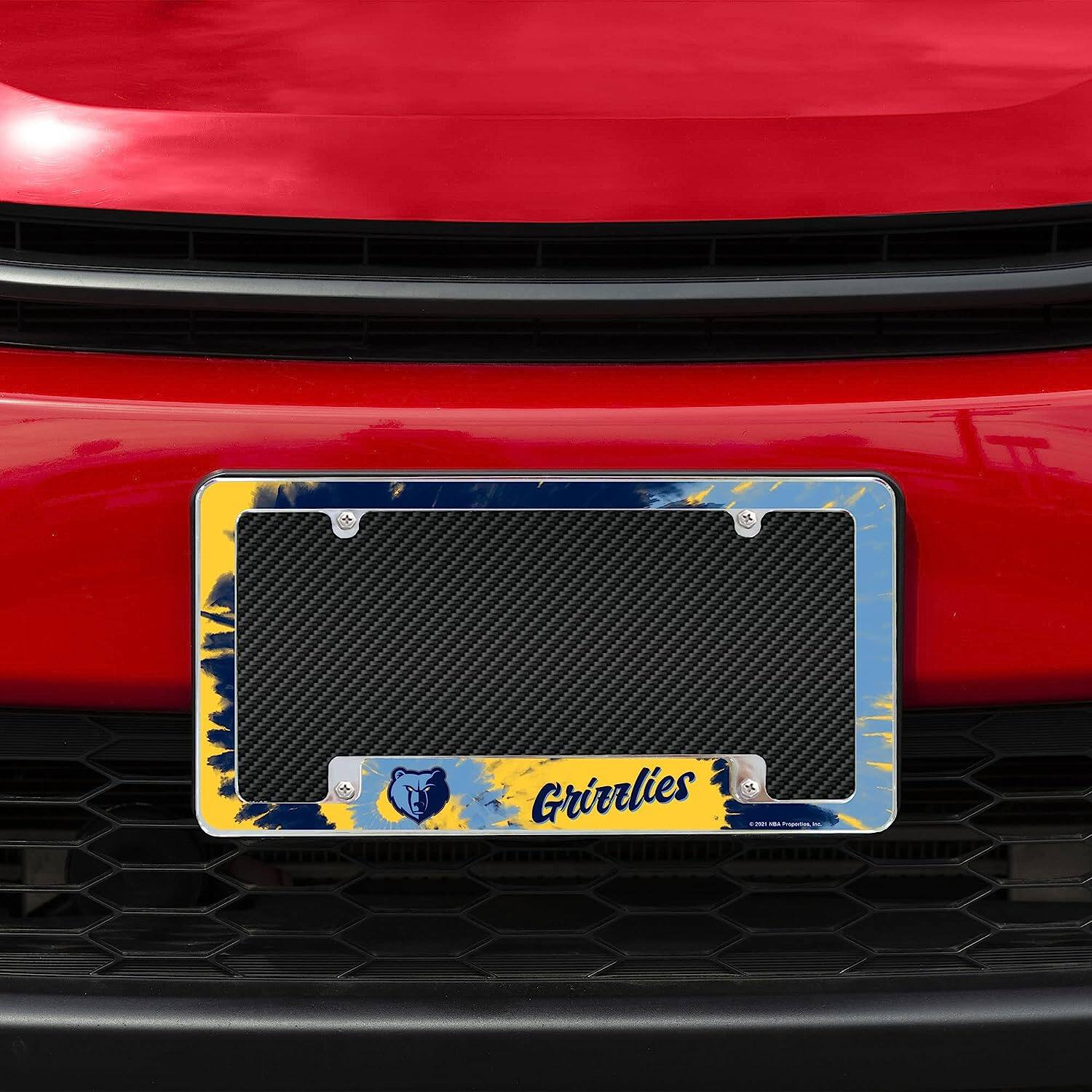 Alt View 1. Rico Industries - Memphis Grizzlies Chrome Metal License Plate Frame with Bold Tie Dye Design - Multi.
