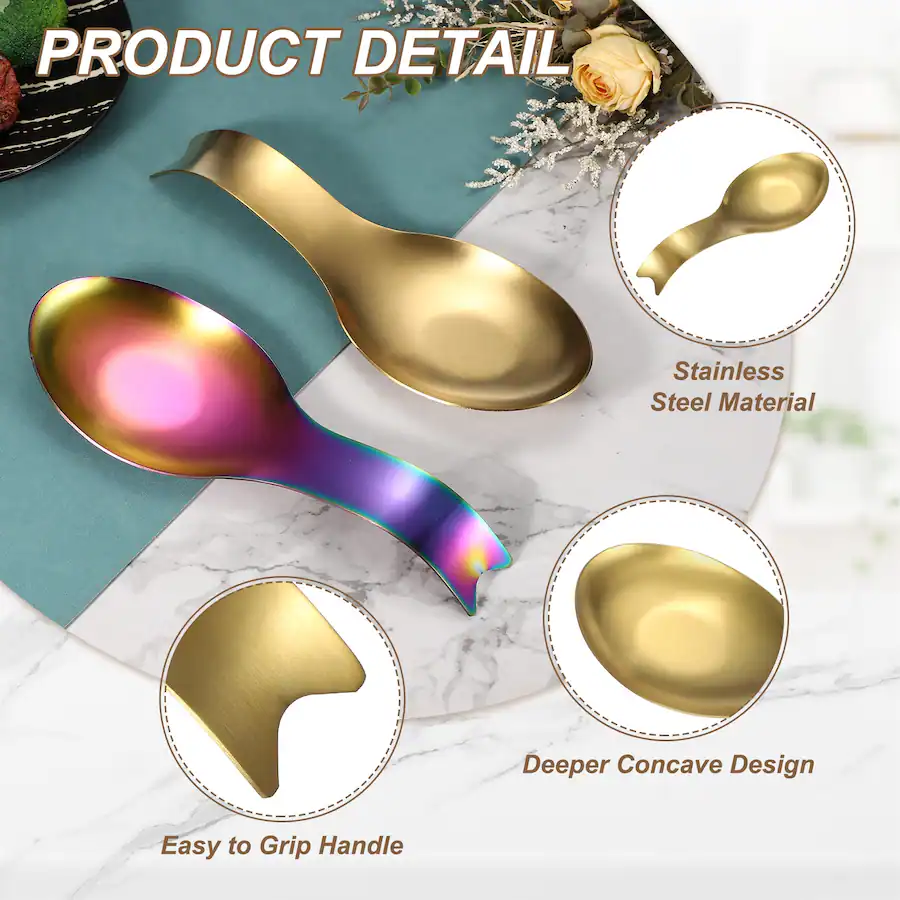 Unique Bargains 2pcs Spoon Rest, 10.6x3.7" Stainless Steel Spoon Holder ...