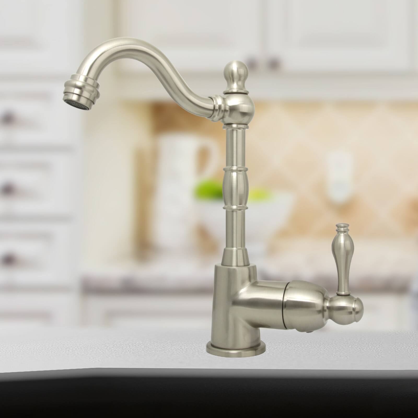 Alt View 3. Akicon - Akicon Solid Brass One-Handle Widespread Kitchen Bar Faucet in Brushed Nickel - Brushed Nickel.