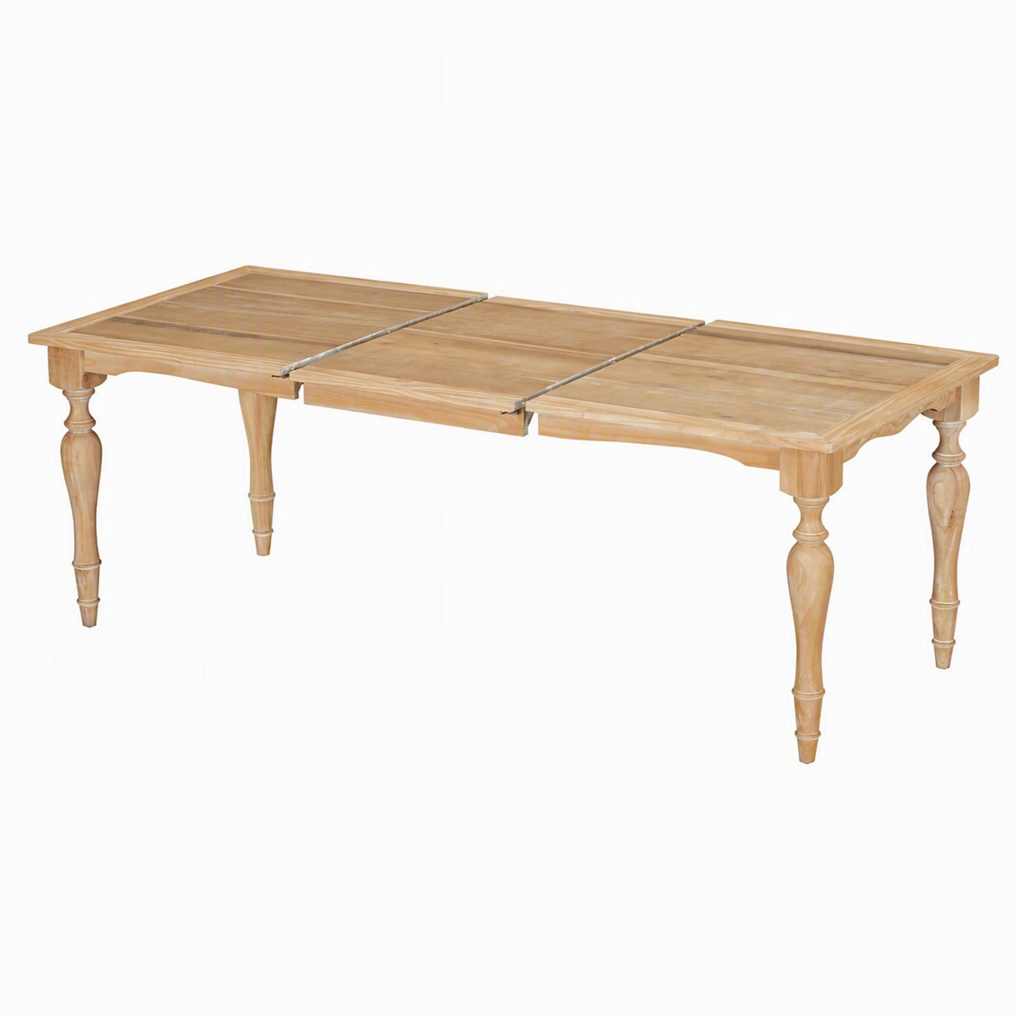 Front. RYHNUYNE - Farmhouse Wood Outdoor Dining Table,Rectangular Natural Patio Table with Turned Legs for Backyard Porch Garden - Natural.