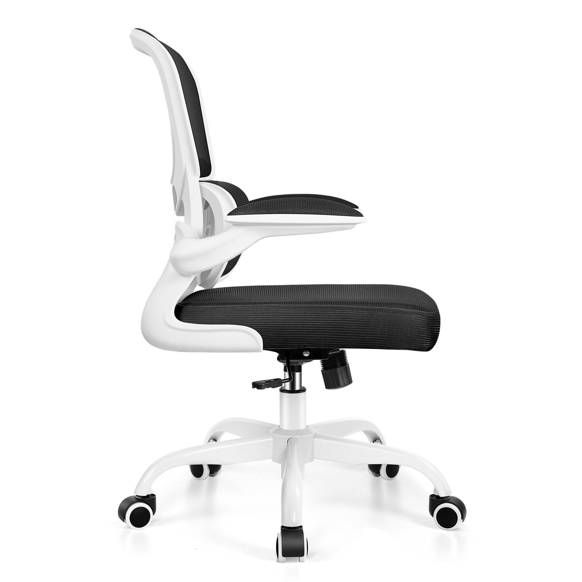 Left. Brick Attic - Ergonomic Office Chair with Lumbar Support and Adjustable Armrests, Breathable Mesh Mid Back Computer Desk Chair - White.