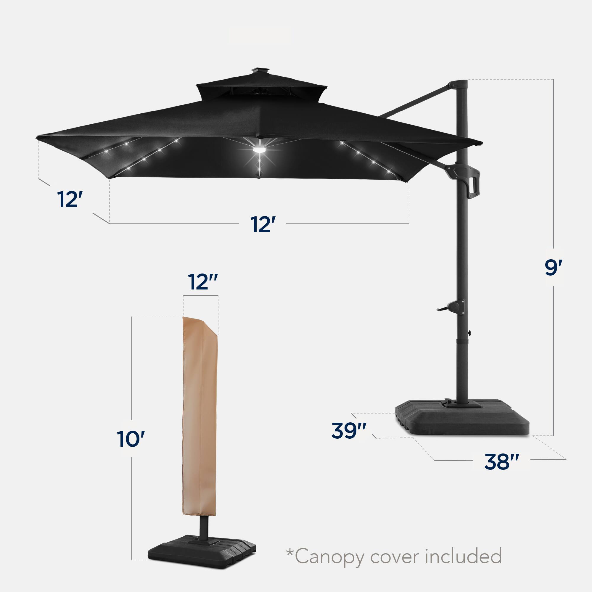 12' 12' 12" 9' 10' 39" 38" *Canopy cover included