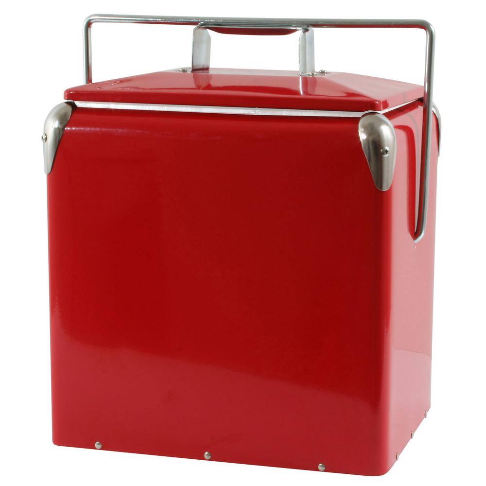 Front. AmeriHome - Retro Style Picnic Cooler - Red.