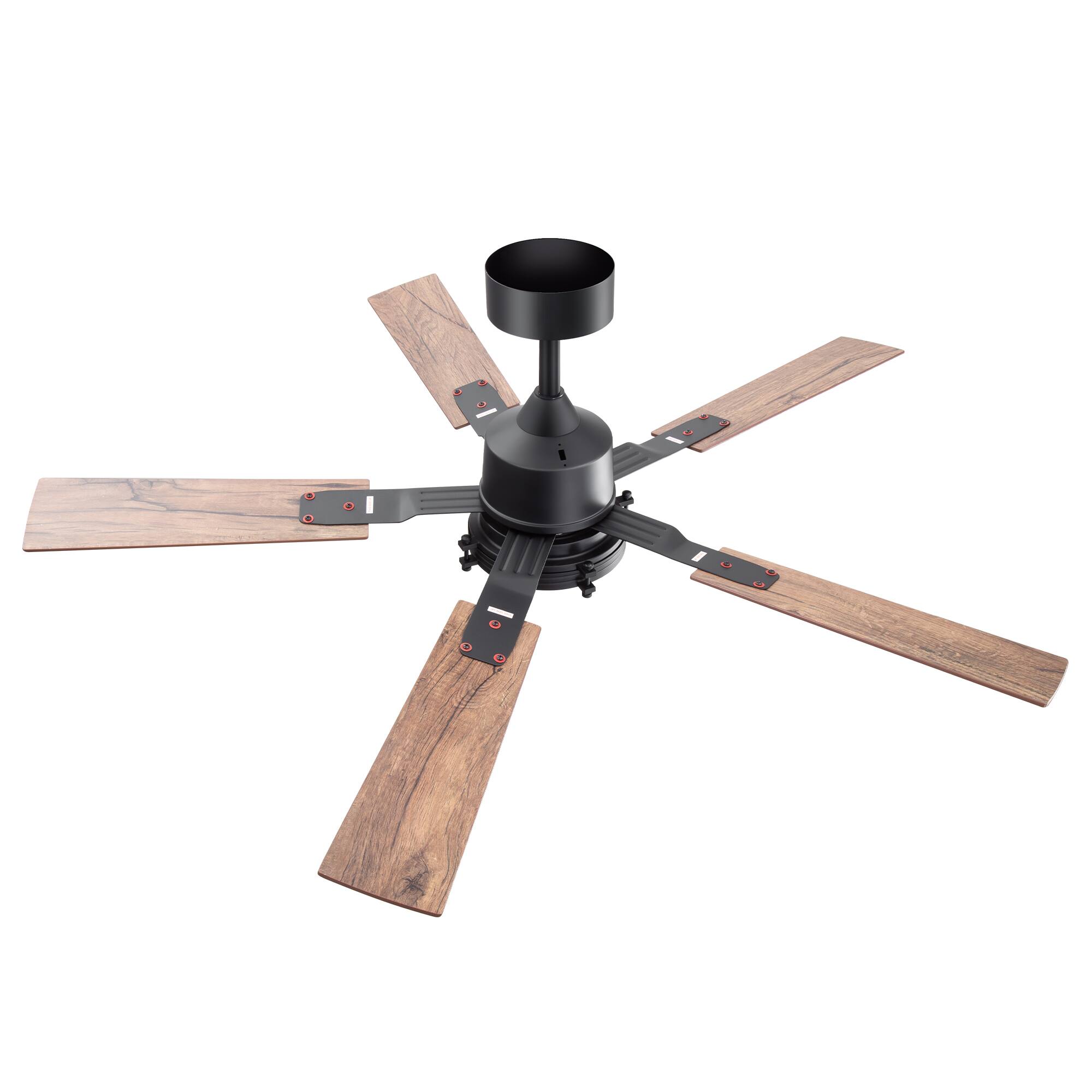 Alt View 9. Breezary - 52-in Indoor Large LED Ceiling Fan with 6-Speed Reversible Motor, 3-Color Light, 6'' Downrod, with Remote - Matte Black.