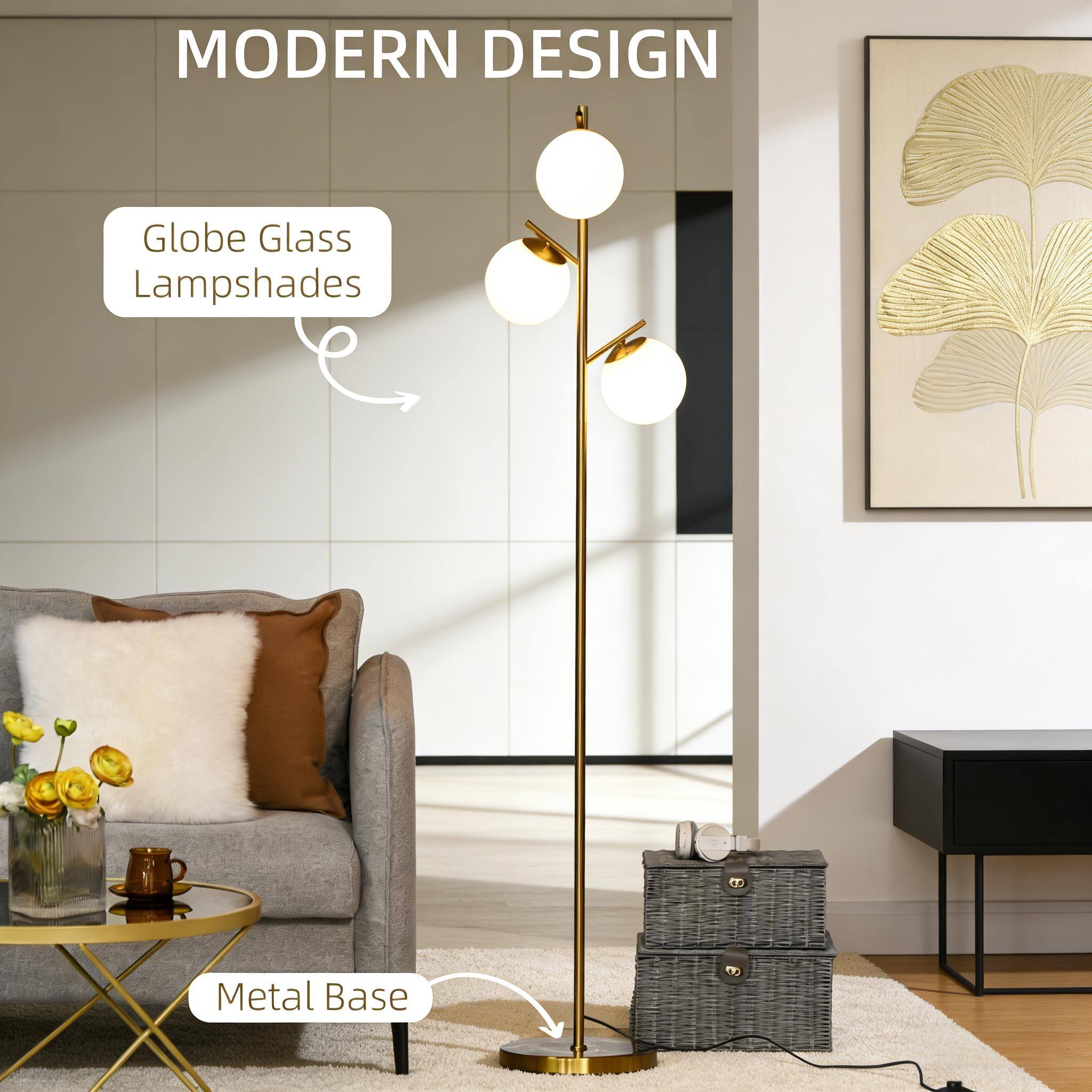 MODERN DESIGN  
Globe Glass Lampshades  
Metal Base