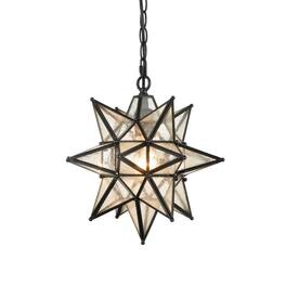 MOOSE - Moravian Star Pendant Light Chandelier Seeded Glass 13 - Black