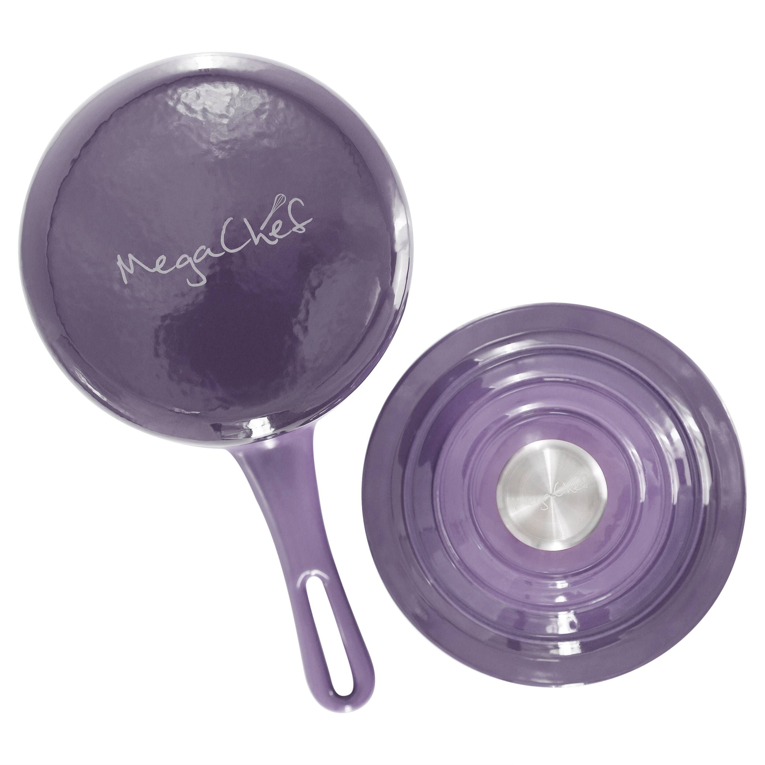 Alt View 5. Mega Chef - MegaChef 2 Quart Enameled Cast Iron Sauce Pan in Gradient Purple - Purple.
