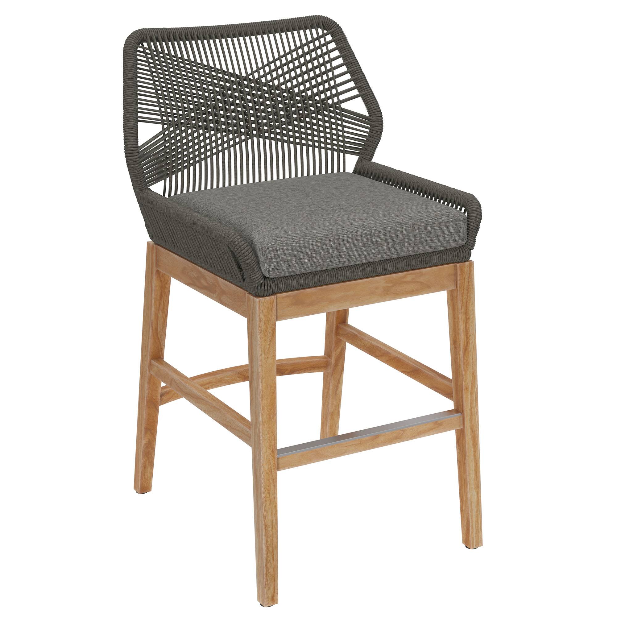 Angle. Modway - Wellspring Outdoor Patio Teak and Rope Counter Stool by Modway - Gray Graphite.