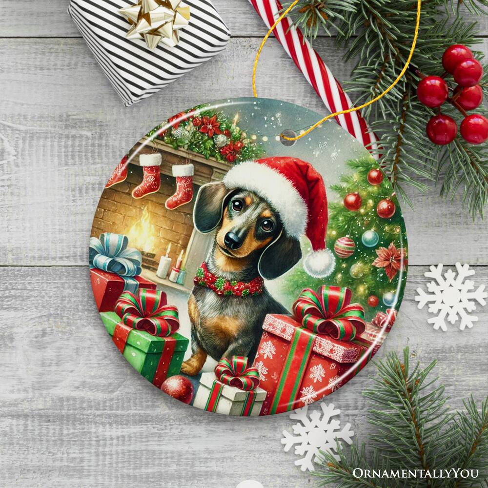 Back. OrnamentallyYou - Festive Dachshund Delight Ornament Joyful Gift and Decor for Christmas Tree - Multi-colored.