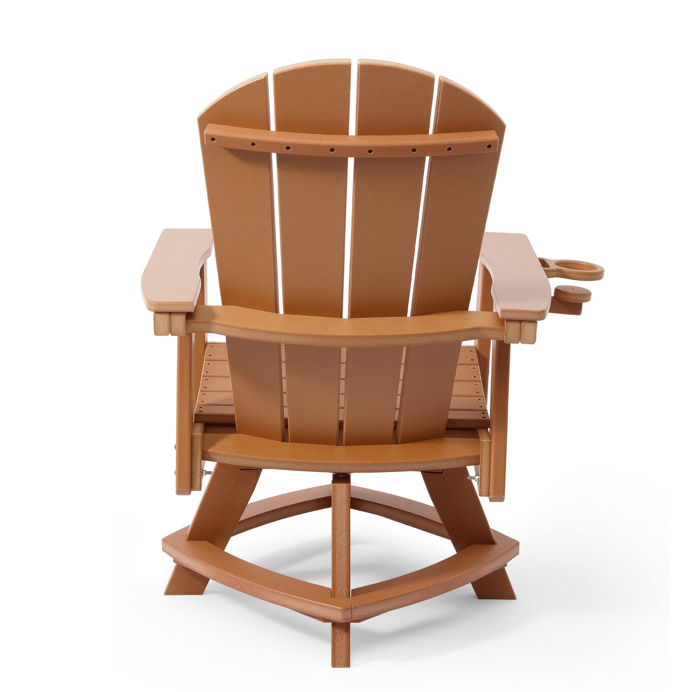 Alt View 1. WestinTrends - WestinTrends Malibu Outdoor HDPE Swivel Adirondack Patio Dining Chair With Cup Holder - Teak.