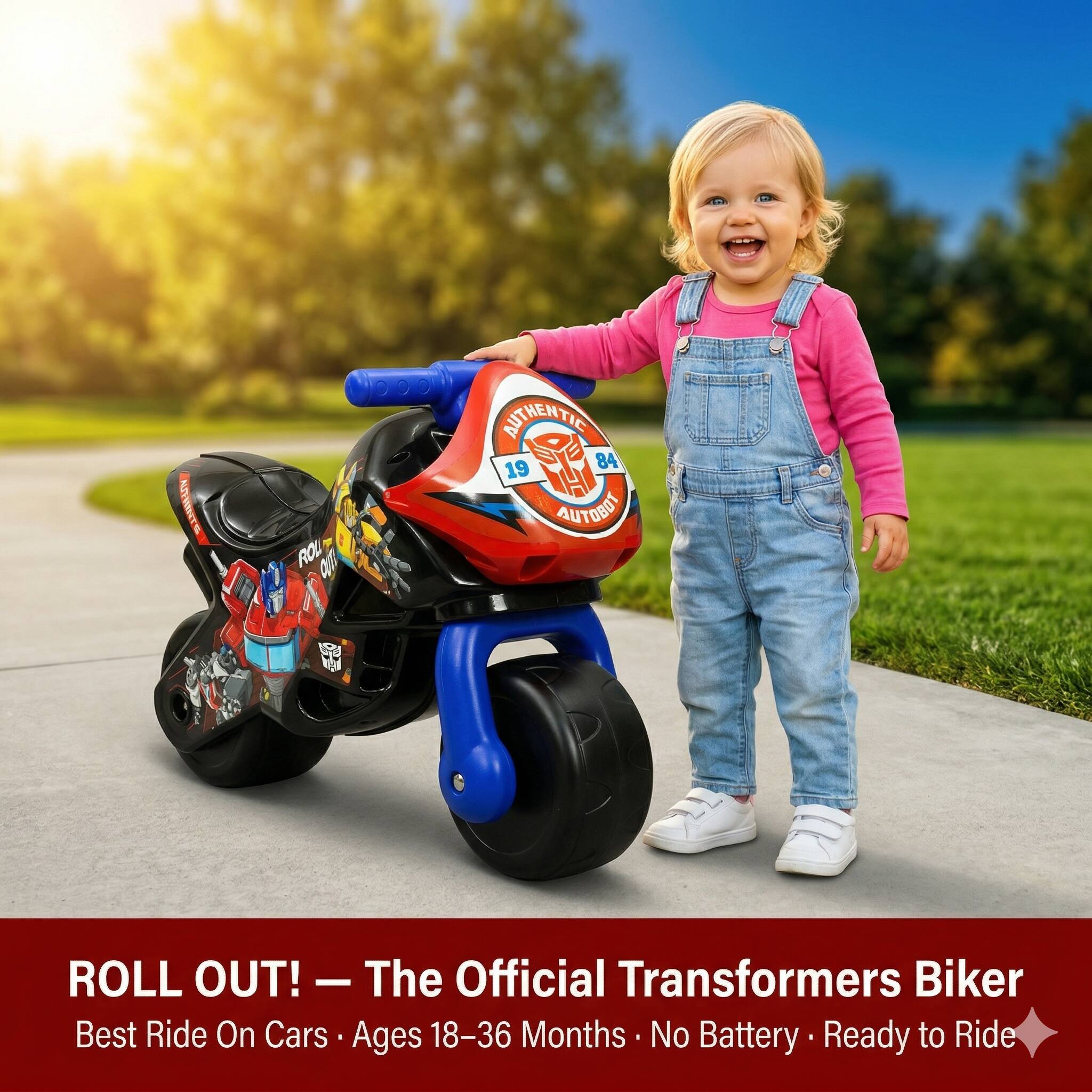 ROLL OUT! — The Official Transformers Biker  
Best Ride On Cars • Ages 18–36 Months • No Battery • Ready to Ride
