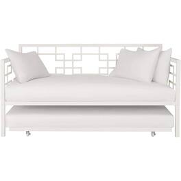 Hivvago - Contemporary Metal Daybed Frame with Twin Pull-Out Trundle Bed - White