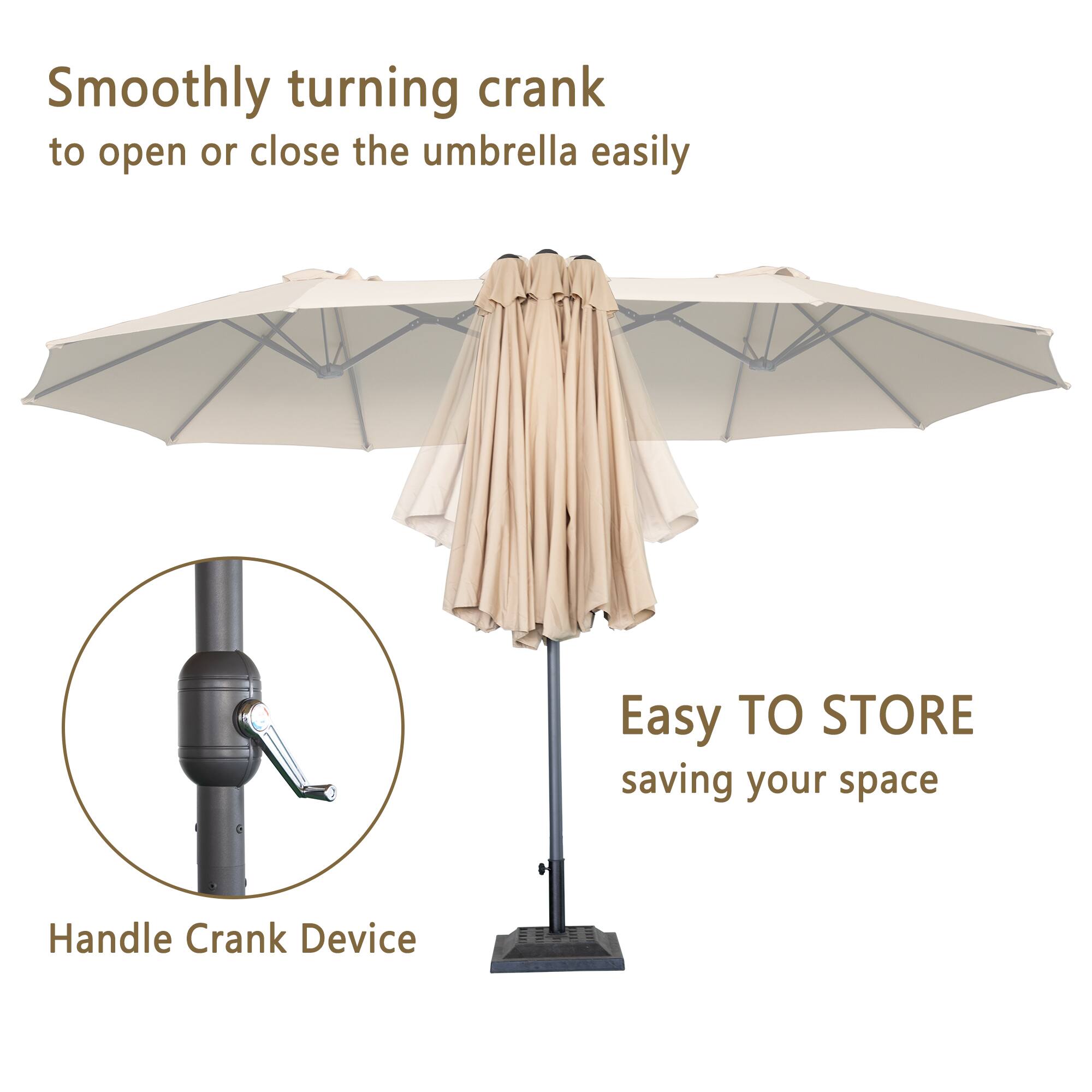 Smoothly turning crank to open or close the umbrella easily

Easy TO STORE saving your space

Handle Crank Device