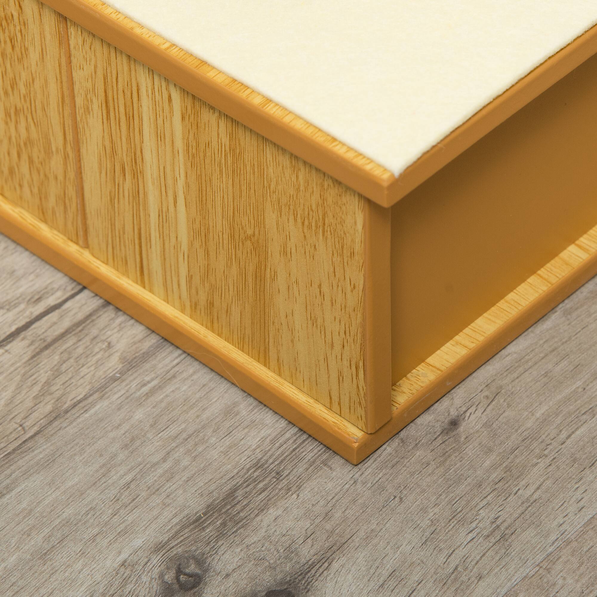 Alt View 5. Pawhut - Pet Stairs, Small Pet Steps with Cushioned Removable Covering for Dogs and Cats Up To 22 lbs - Natural Wood.