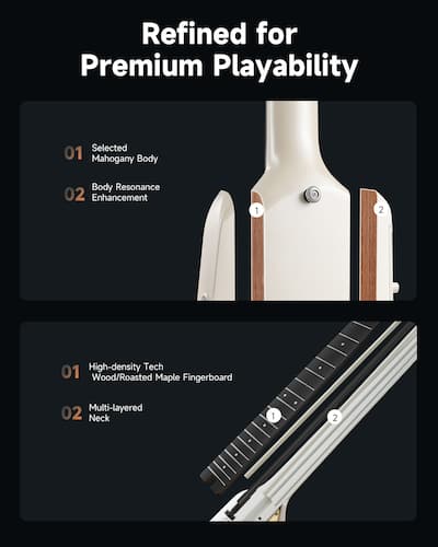 Donner music Donner HUSH™ X PRO Electric Guitar White Luxe HUSH-X Donner music Donner HUSH™ X PRO Electric Guitar White Luxe HUSH-X