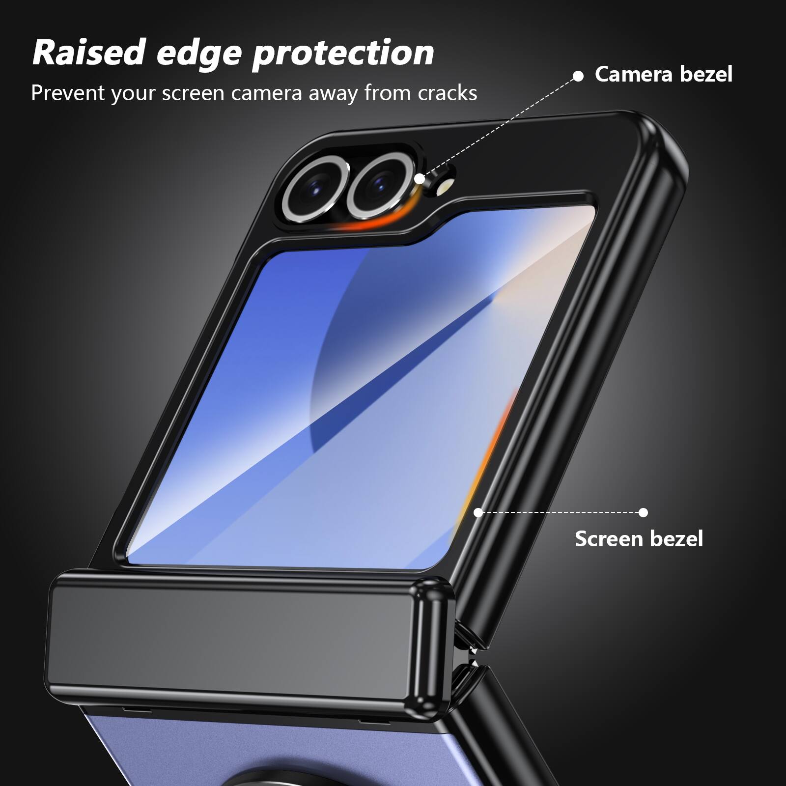Raised edge protection  
Prevent your screen camera away from cracks  
Camera bezel  
Screen bezel