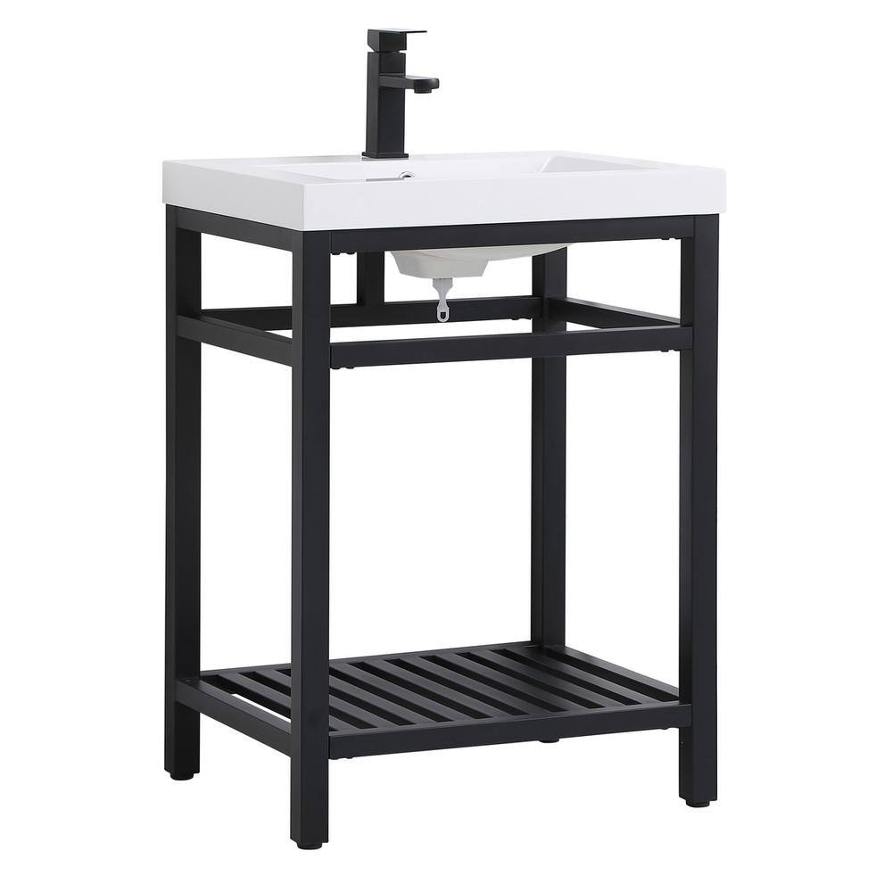 Alt View 4. Elegant Kitchen and Bath - 24 inch Single Bathroom Metal Vanity in Black - Black.