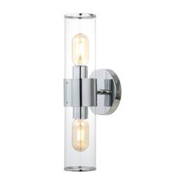 Jonathan Y - Quinn 15.5" 2-Light Mid-Century Modern Iron/Acrylic LED Sconce - Chrome/Clear
