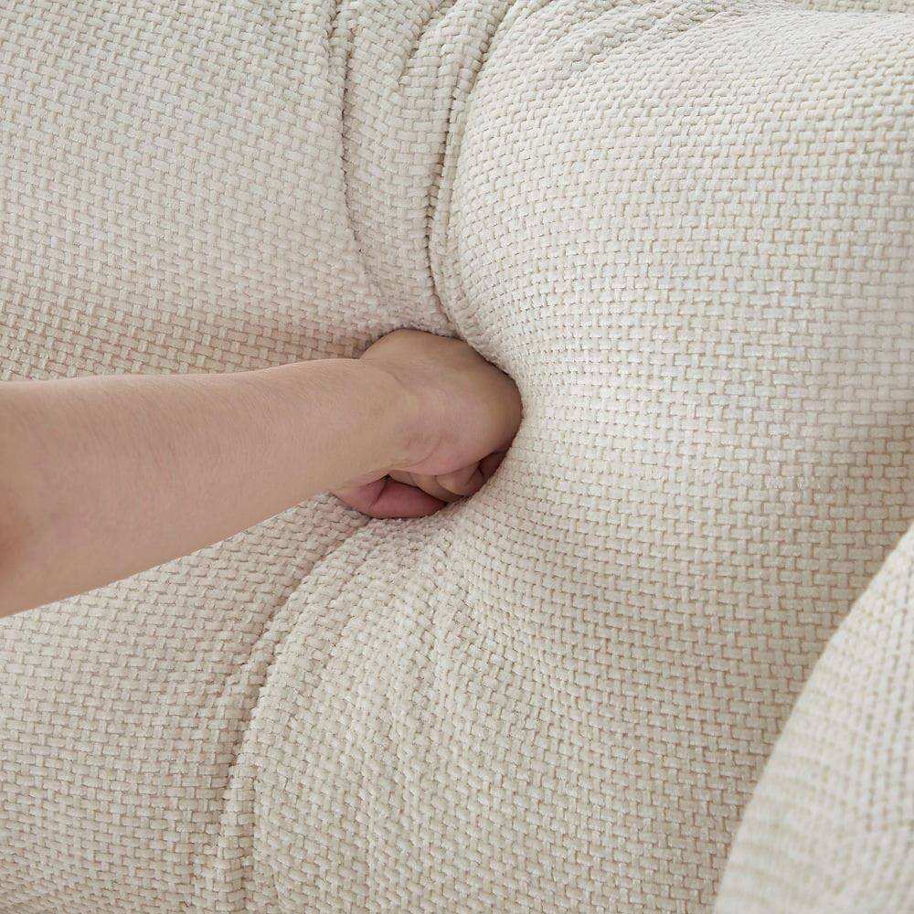 Alt View 5. Kadyn - 32.5"H Chenille Single Sofa, Fluffy Modern Sleeper Chair for Living Room & Bedroom, No Assembly, Beige - Beige.