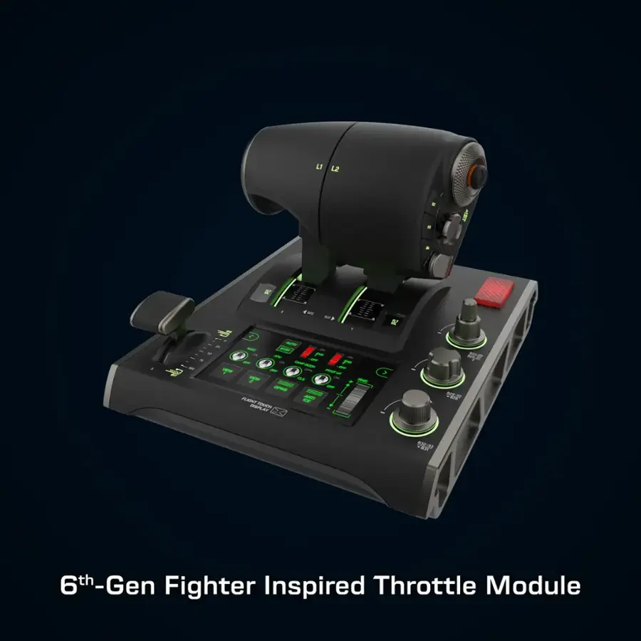 The text on the image reads: "6th-Gen Fighter Inspired Throttle Module."