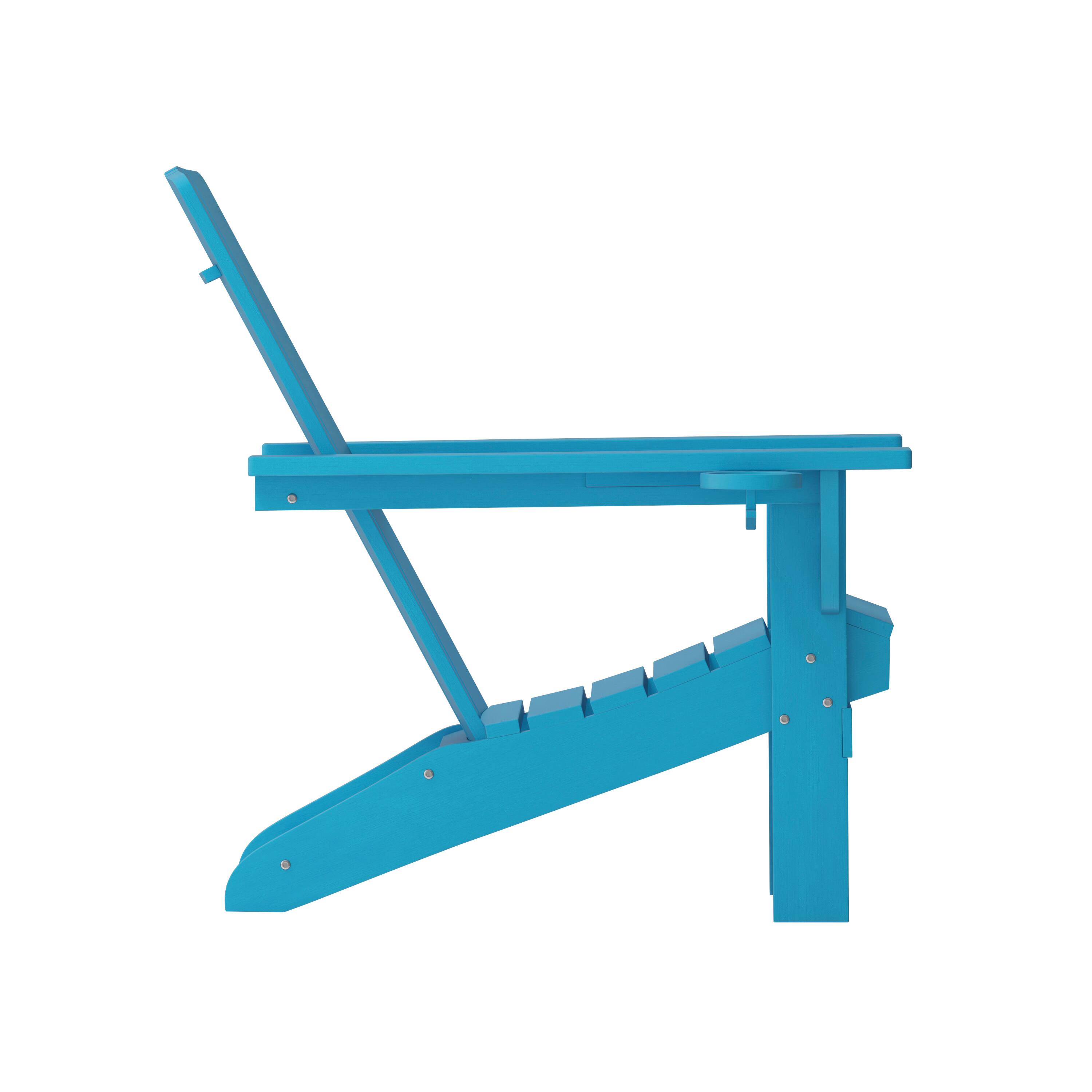 Left. Flash Furniture - Halifax Adirondack Chair with Cup Holder, Weather Resistant HDPE Adirondack Chair in Blue - Blue.