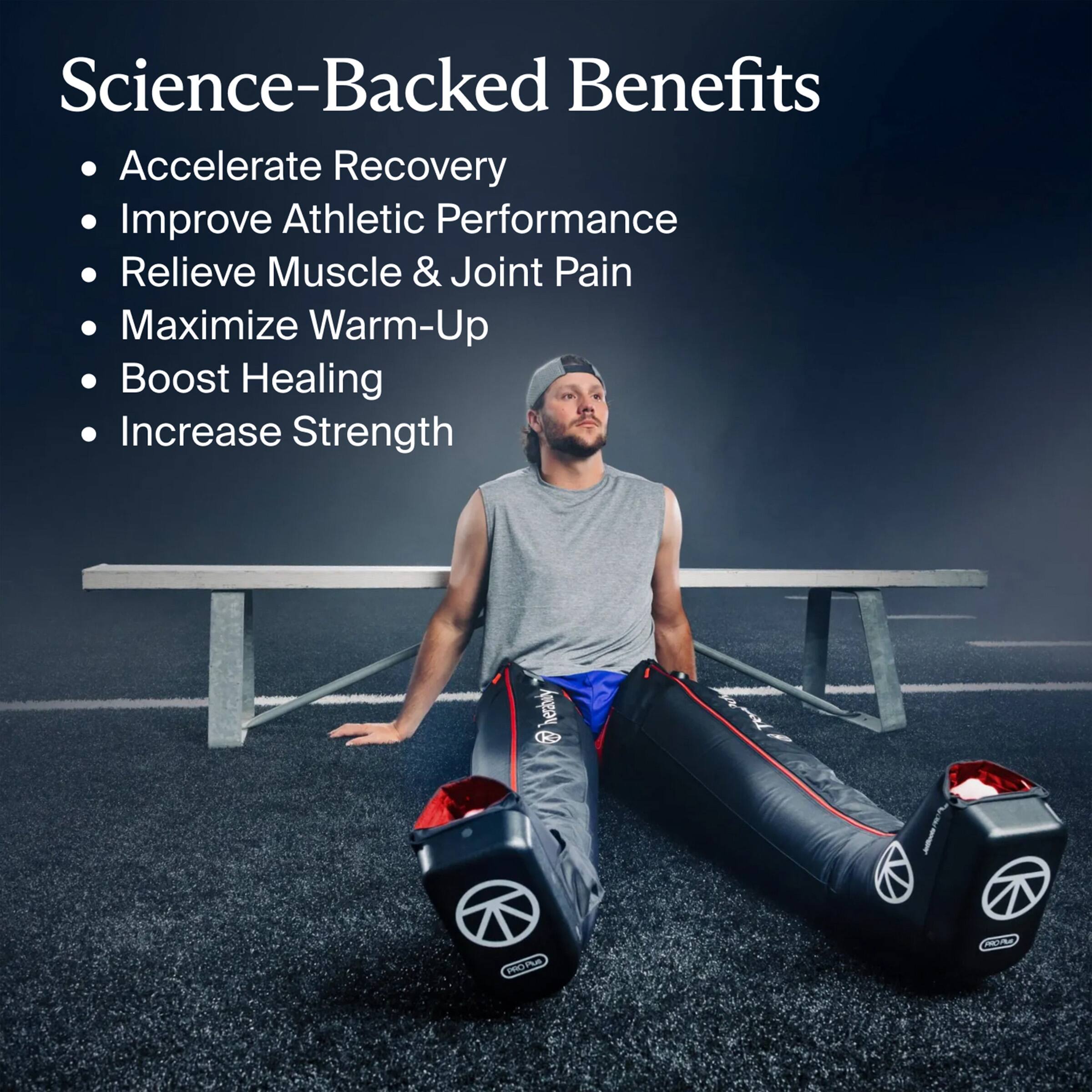 Science-Backed Benefits

- Accelerate Recovery
- Improve Athletic Performance
- Relieve Muscle & Joint Pain
- Maximize Warm-Up
- Boost Healing
- Increase Strength