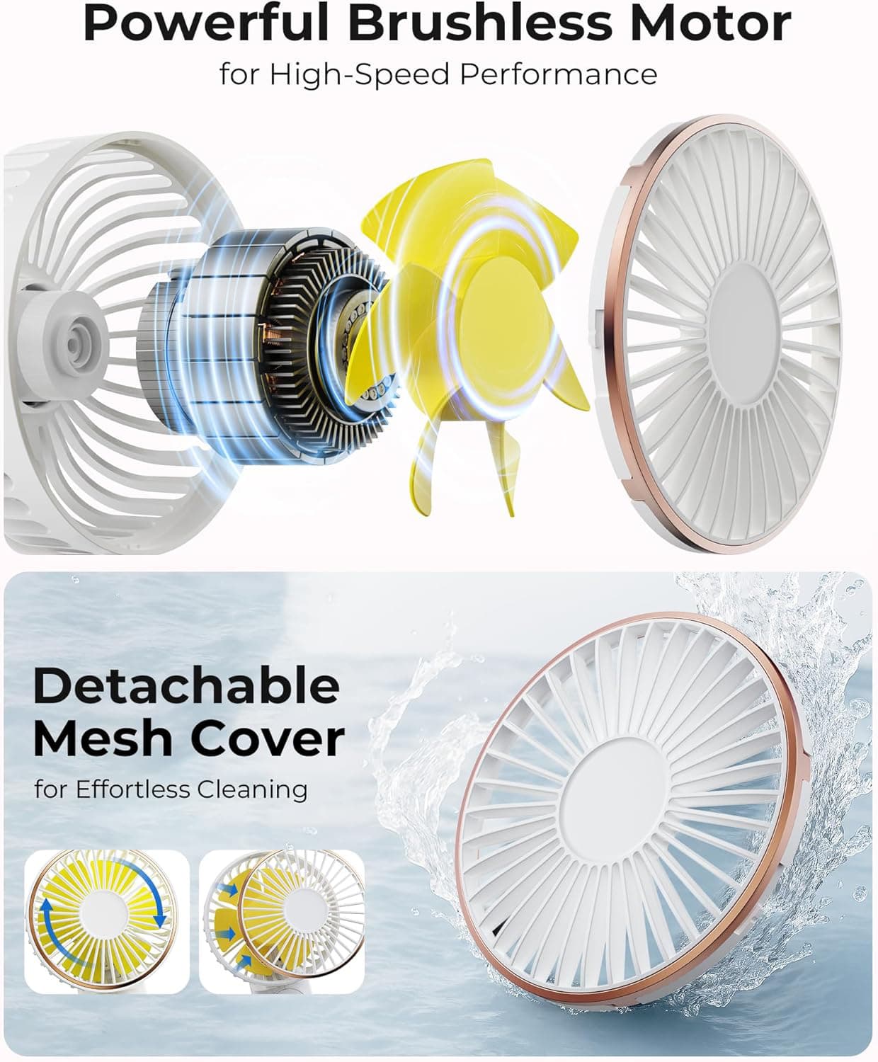 Powerful Brushless Motor for High-Speed Performance  
Detachable Mesh Cover for Effortless Cleaning