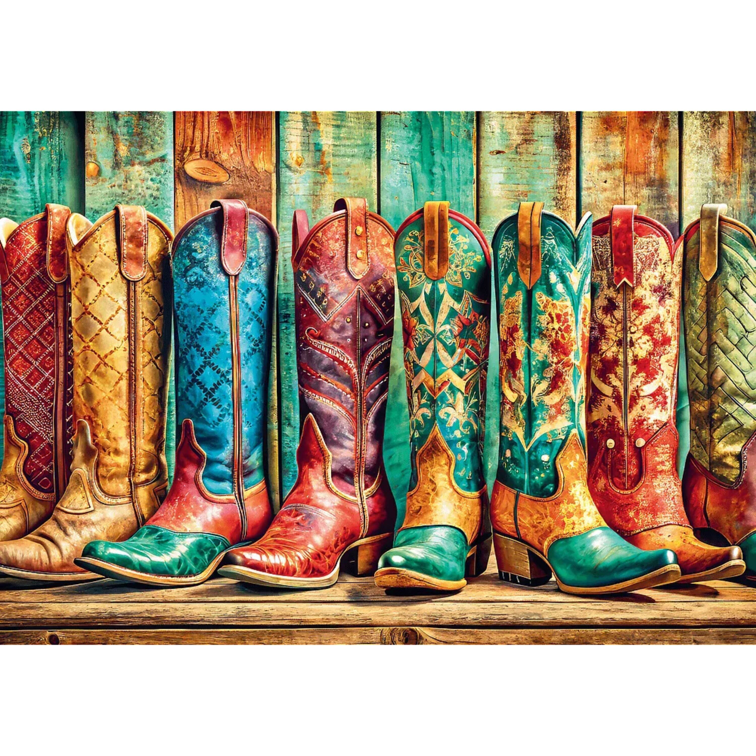 Alt View 1. Trefl - Trefl Red Colorful Cowboy Boots 1000 Piece Puzzle.