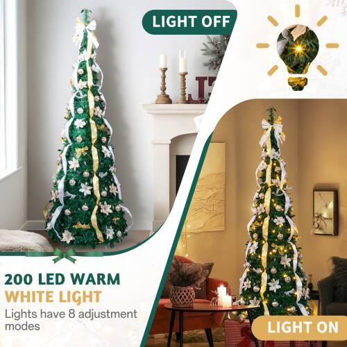 LIGHT OFF

200 LED WARM WHITE LIGHT

Lights have 8 adjustment modes

LIGHT ON