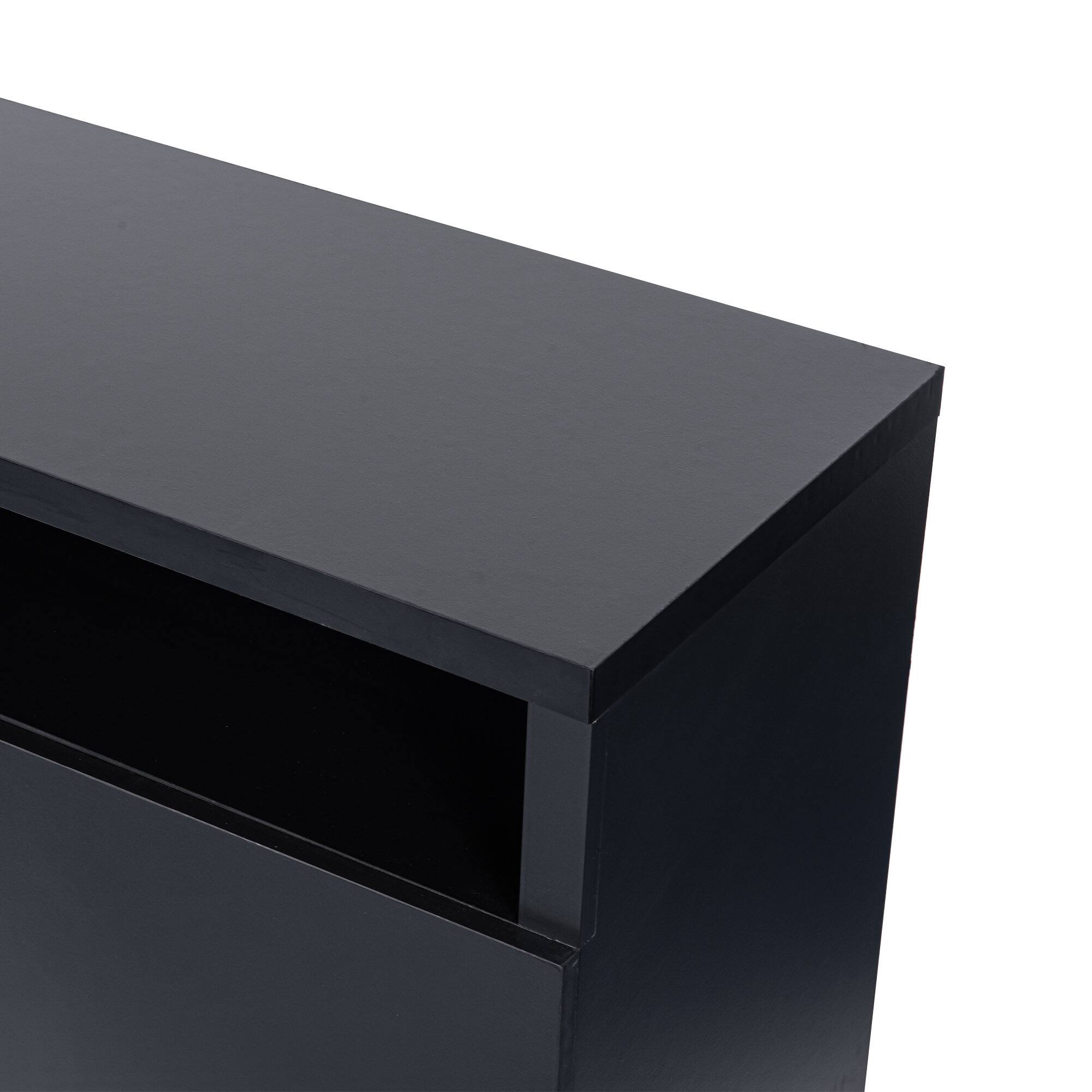 Alt View 9. Ihomeadore - 68" Black LED TV Stand Media Console with Storage Cabinet for TVs up to 78" - Black.