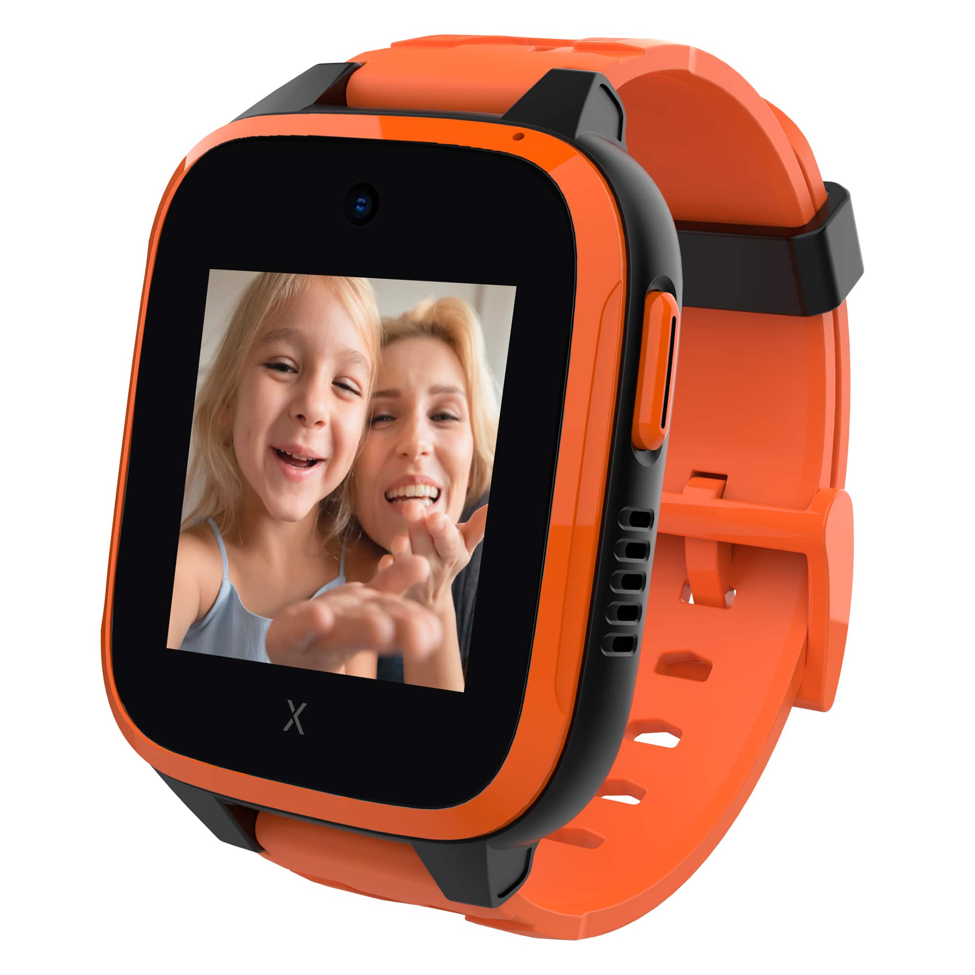 Left. Xplora - Kids' XGO3 (GPS + Cellular) Smart Watch 42mm Calls, Messages, SOS, GPS Tracker, Camera, Step Counter, SIM Card - Orange.