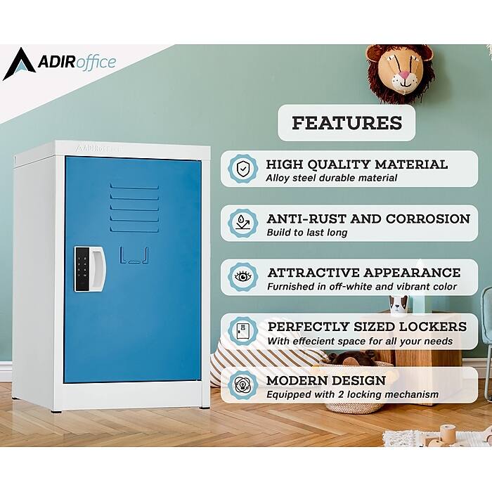 ADIRoffice FEATURES

HIGH QUALITY MATERIAL
Alloy steel durable material

ANTI-RUST AND CORROSION
Build to last long

ATTRACTIVE APPEARANCE
Furnished in off-white and vibrant color

PERFECTLY SIZED LOCKERS
With effecient space for all your needs

MODERN DESIGN
Equipped with 2 locking mechanism