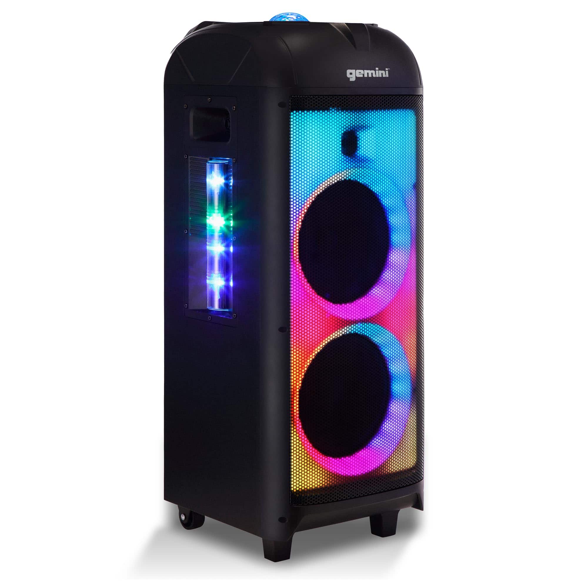 Gemini - GPLT-360 Portable 1000 Watt Wireless Self Battery Powered Loud Bluetooth Party Tower Speaker Box - 360° of Sound - Black