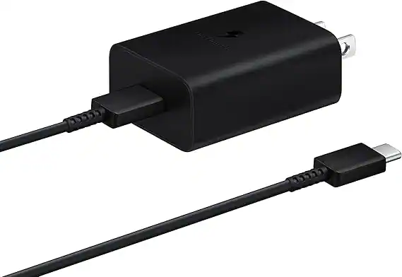 Front. Samsung - Samsung 15W Type C Wall Charger with USB-C Cable | Color: Black - Black.