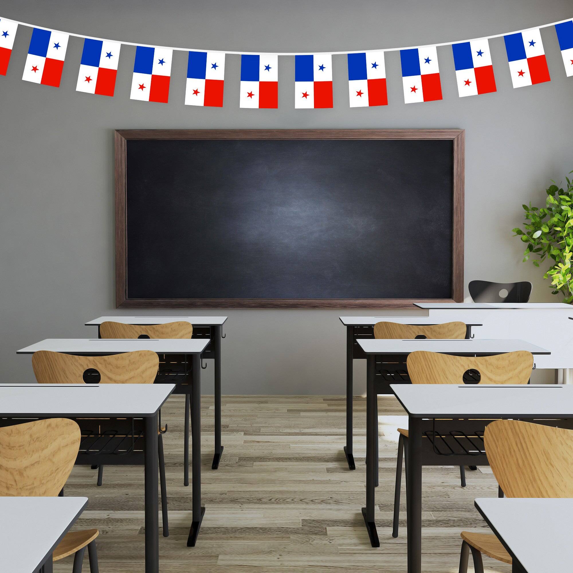 Back. G128 - Panama Panamanian Bunting Banner — 33 ft String with 38 Mini Flags (8.2 x 5.5 in), 150D Polyester. - Assorted Colors.