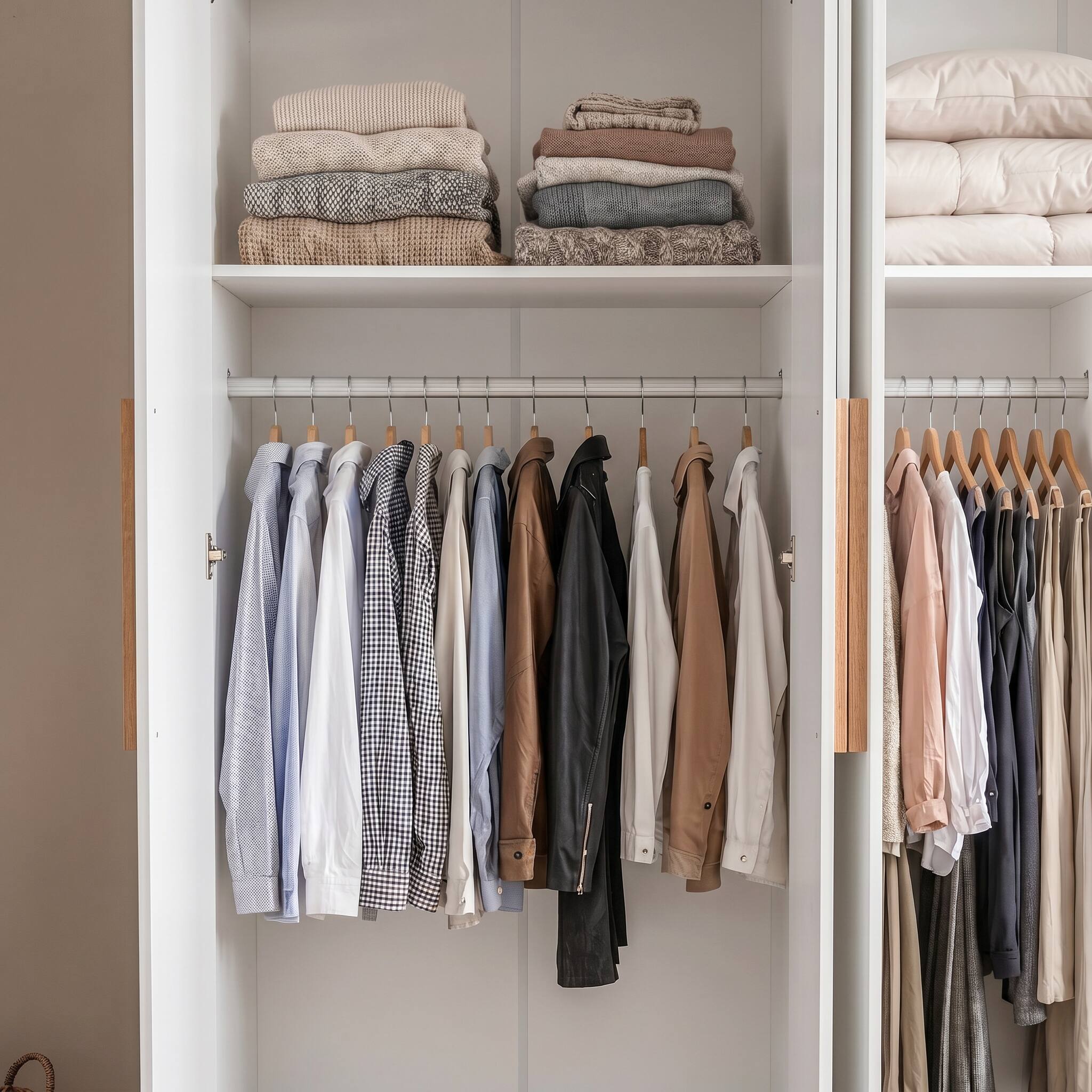 Alt View 3. Famapy - 90.6" Tall 4-Door Wardrobe Armoire with Top Cabinets,Large Capacity Bedroom Closet Organizer with Hanging Rod & Shelves. - White.