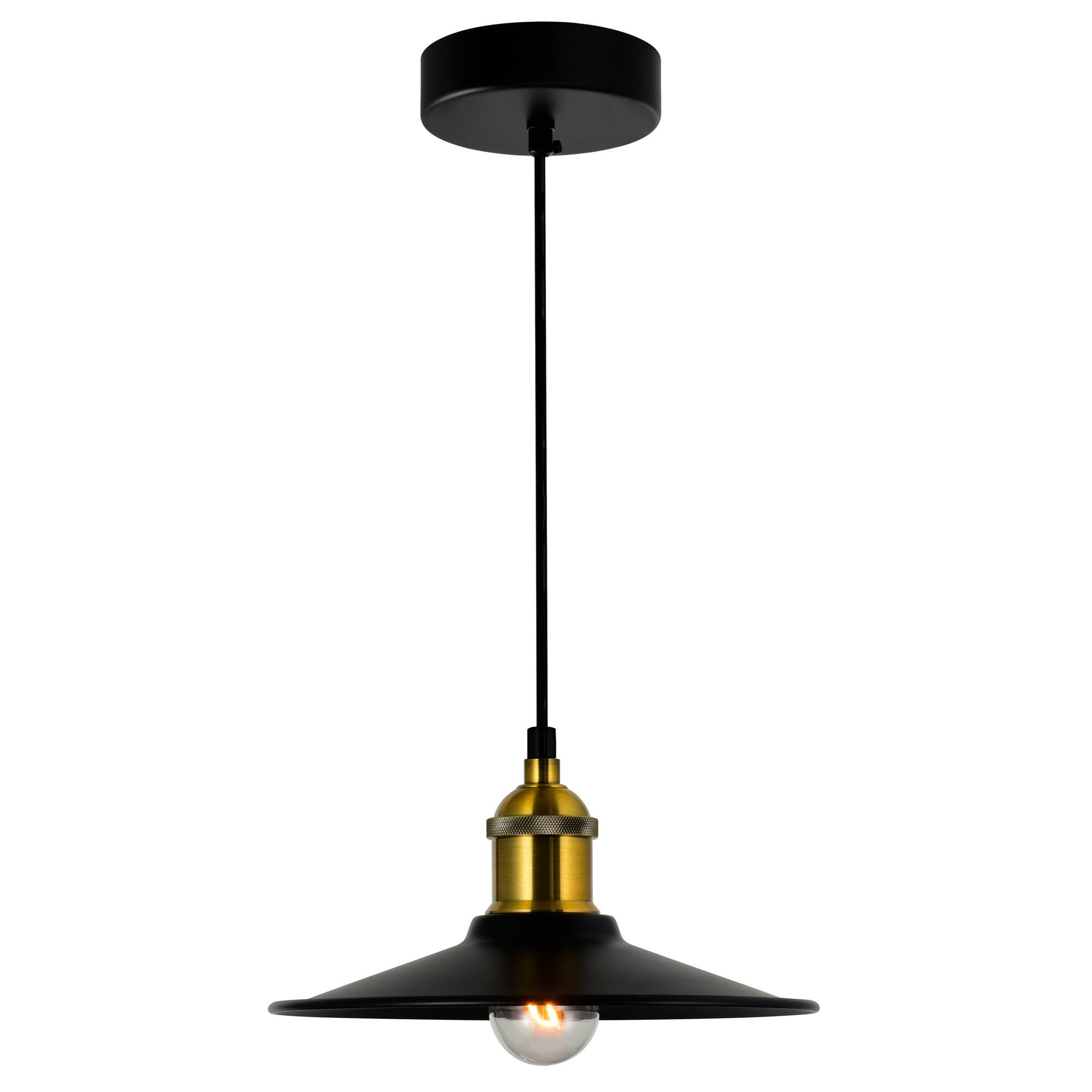 Front. CWI Lighting - Brave 1 Light Black Mini Pendant - Black.
