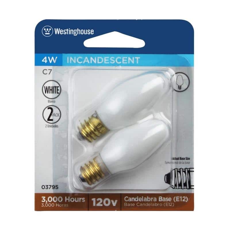 Westinghouse - 4 W C7 Specialty Incandescent Bulb E12 (Candelabra) White 2 pk price history on PriceWatchPro