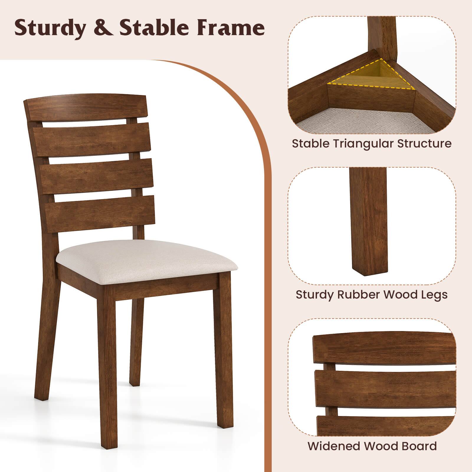 Sturdy & Stable Frame: Stable Triangular Structure: Sturdy Rubber Wood Legs: Widened Wood Board