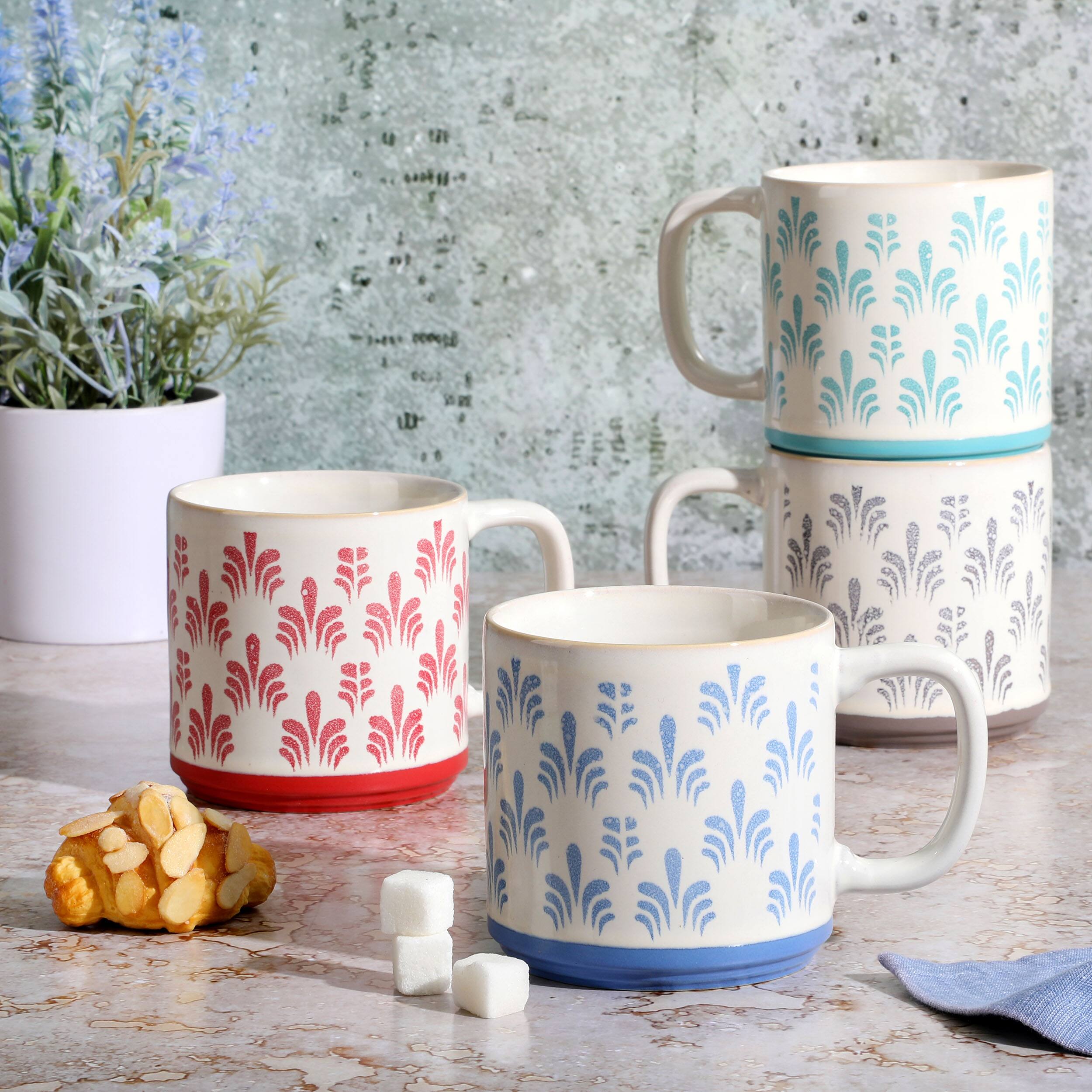 Alt View 5. Gibson - Gibson Home Morning Mist 4 Piece 18 Ounce Stoneware Mug Set in Assorted Colors - Assorted.