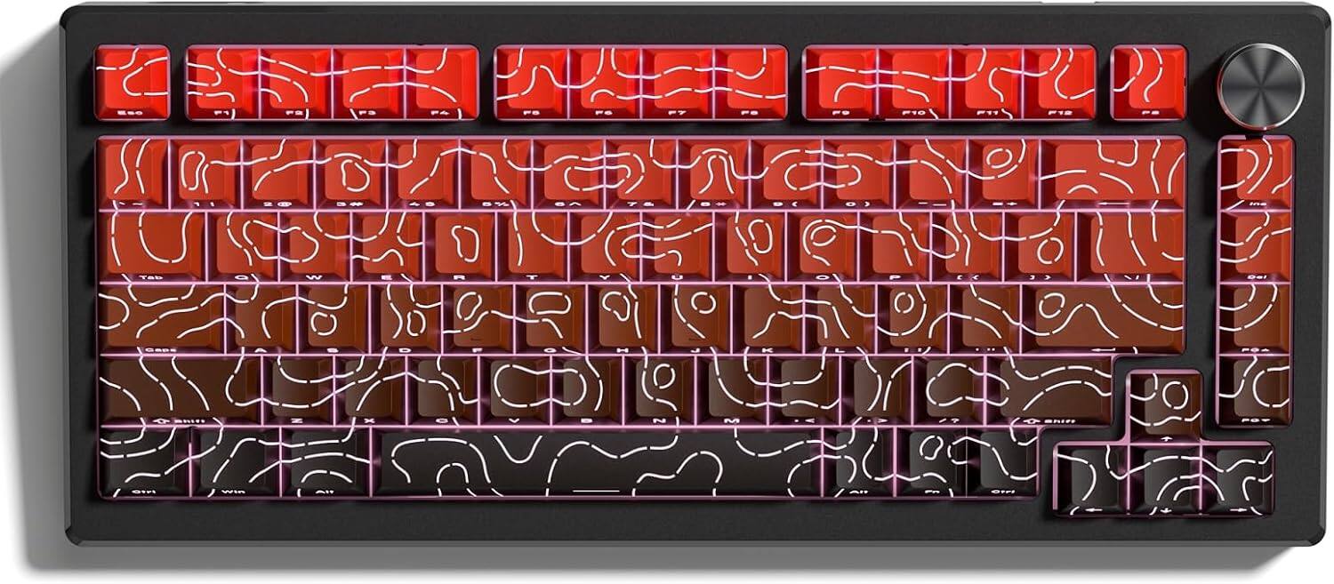 Alt View 2. Womier - Shine Through PBT Keycaps Set, Cherry Profile Custom Keycaps for Cherry Gateron MX Switches Mechanical Keyboard - Red-135 Keys.