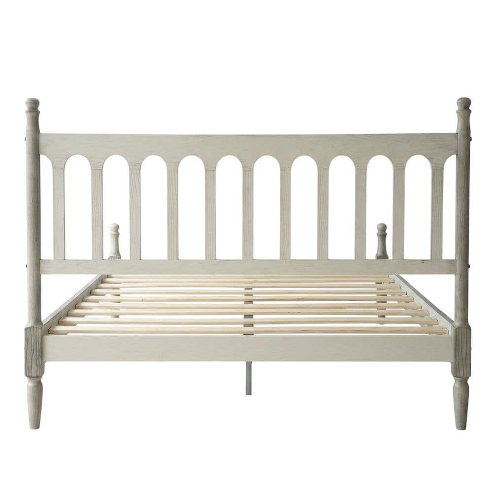 FurniFact - Solid Wood Bed with Headboard - Weathered Gray Oak price history on PriceWatchPro